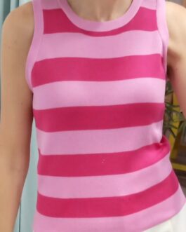Top rayas rosas
