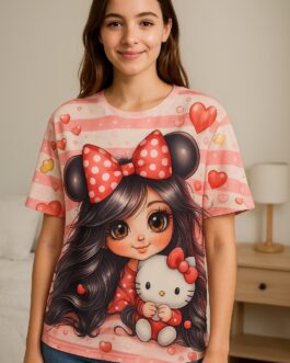 Camiseta Minnie con Hello Kitty