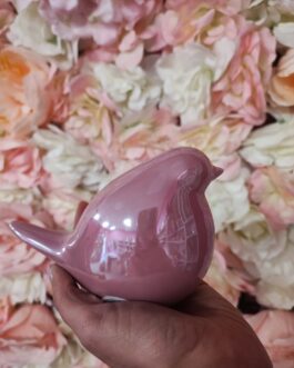 Pájaro decorativo cerámica rosa