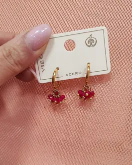 Pendientes cuentas fucsias