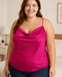 Camiseta tirantes Seda fucsia curvy