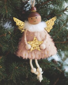 Colgante navideño ángel con purpurina