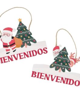 Cartel navideño madera Bienvenidos