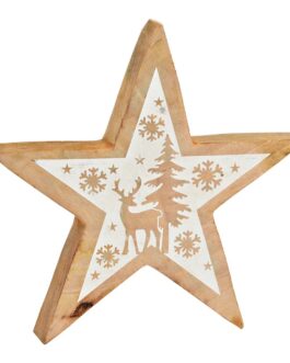 Estrella madera con diseño navideño