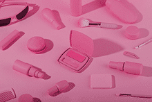 Elementos de belleza de color rosa