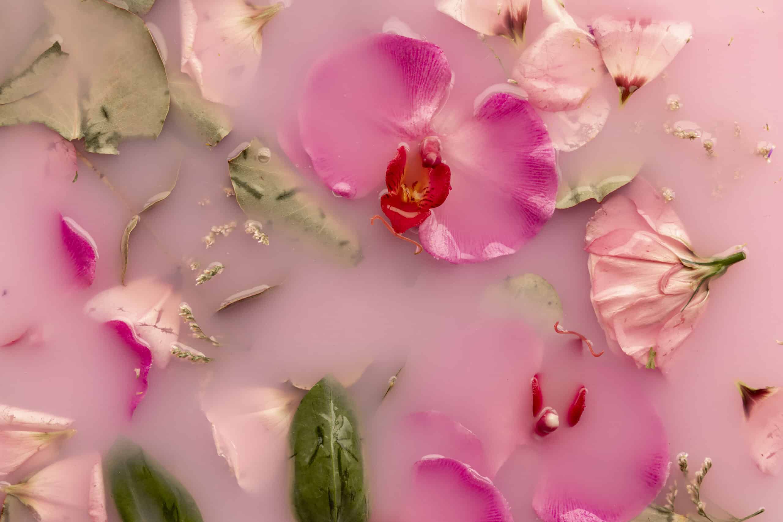 Elementos de belleza de color rosa